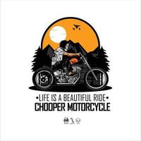 CHOOPER MOTORCYCLE ILLUSTRATION WITH A WHITE BACKGROUND vector