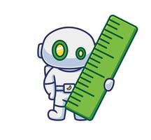 cute astronaut robot bring a giant ruler vector