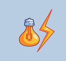 cute bulb lamp and a storm idea. Isolated cartoon object vector