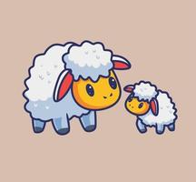 cute sheep family mom and her kid. isolated cartoon animal nature illustration. Flat Style suitable for Sticker Icon Design Premium Logo vector. Mascot Character vector