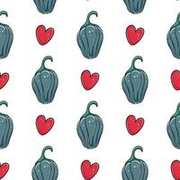 papel digital de otoño con calabazas azules y corazones rojos vector