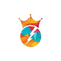 diseño de logotipo vectorial de perno rey. concepto de logotipo de la corona de trueno. vector