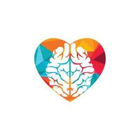 Creative brain heart shape logo design. Think idea concept.Brainstorm power thinking brain Logotype icon. vector