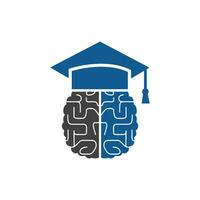 diseño de iconos de cerebro y gorra de graduación. diseño de logotipo educativo e institucional. vector