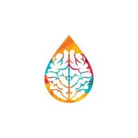 diseño de icono de vector de plantilla de logotipo de cerebro de gota