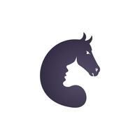 Women in horse vector logo design. Horse care or horse training logo concept.