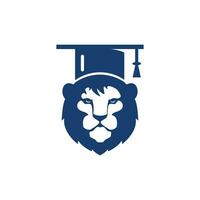 Lion Student vector logo design. Lion academy logo concept.