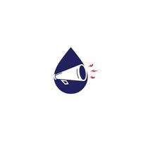 Megaphone and water drop logo design. vector