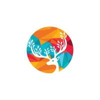 Deer leaf antlers logo design. vector