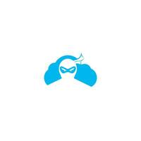 Ninja cloud sky vector logo design.