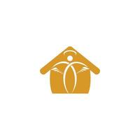 Angel House vector logo design. Creative modern abstract house fly with angel.