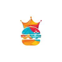 Burger king vector logo design. Burger with crown icon logo concept.