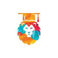 Lion Student vector logo design. Lion academy logo concept.