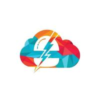 Flash burger vector logo design. Burger with thunderstorm and cloud icon logo.