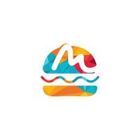 Letter M Burger vector logo design. Burger cafe logo.