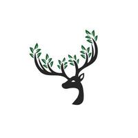 Deer leaf antlers logo design. vector