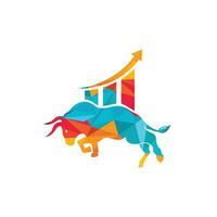 diseño del logo del toro financiero. gráfico de toros comerciales, logotipo de finanzas. icono del logotipo de la productividad empresarial de la barra del gráfico de finanzas económicas. vector