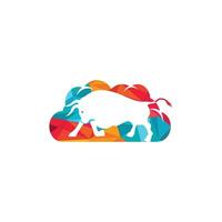 Bull cloud shape vector logo design.