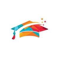 Diseño de símbolo de logotipo de estrella de graduado de gorra de éxito. plantilla de vector de logotipo de educación.