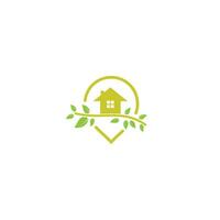 Tree house pointer vector logo design. Eco house and GPS icon vector.