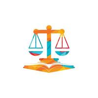 Law education logo design. Vector Libra and open book logo combination.