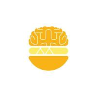 plantilla de diseño de logotipo de vector de cerebro de hamburguesa. diseño del logotipo de la cafetería de comida rápida.