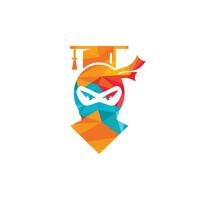 Smart ninja modern education vector logo design.