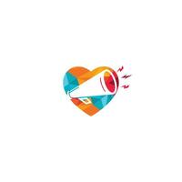 Diseño de logotipo vectorial con forma de corazón de megáfono. concepto de símbolo creativo para agencia de marketing.