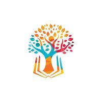 Human tree logo design. Leader education logo design. vector