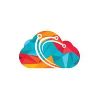Digital cloud vector logo design. Blue cloud vector logo network connection creative vector logo.