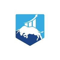 Financial bull logo design. Trade Bull Chart, finance logo. Economy finance chart bar business productivity logo icon. vector