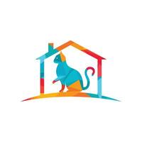 Cat house vector logo design.