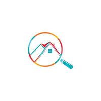 Find and Home Logo Design. Magnifying Glass House Logo Design For Real Estate Property. vector