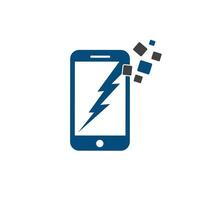 Power Smartphone Thunder Logo Design. Phone with bolt logo design template symbol vector