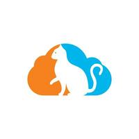 Cloud cat vector logo design.