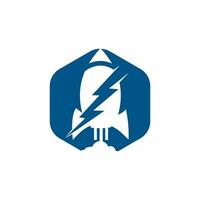 Electric rocket vector logo design. Rocket and thunderbolt logo icon.