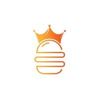 Burger king vector logo design. Burger with crown icon logo concept.