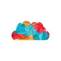 Cloud network connection creative vector logo design.