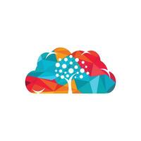 Digital Tree logo design. Cloud storage icon. vector