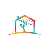 diseño del logotipo de la casa del árbol. logotipo de la casa del árbol mínimo empresa y negocio. plantilla de diseño de vector de casa ecológica.