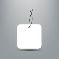 Blank white paper price tag or gift tag with cord vector