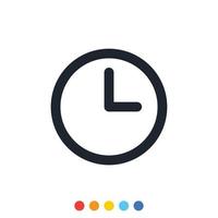 icono de reloj mínimo, reloj analógico, vector e ilustración.