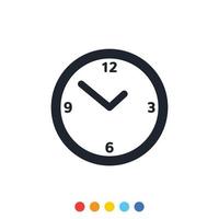 icono de reloj mínimo, reloj analógico, vector e ilustración.