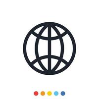 Simple globe icon, Internet web browser icon. vector