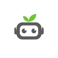 Robot Ecology Box With Leaf Illustration Logo vector