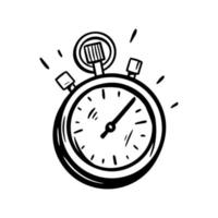 Hand drawn stopwatch Doodle Sketch Style, time quick fast logo concept. Timer express speed delivery concept vector