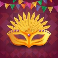 feliz concepto festivo de carnaval con máscara de trompeta musical. máscara de carnaval ilustración vectorial vector