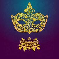 Pattern background with ornate golden mask Mardi Gras Vector illustration