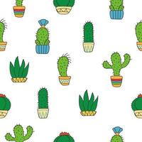 Cactus seamless pattern. Vector background