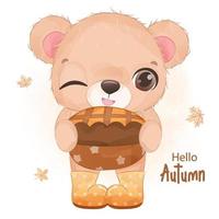 Autumn series little bear illustration vector